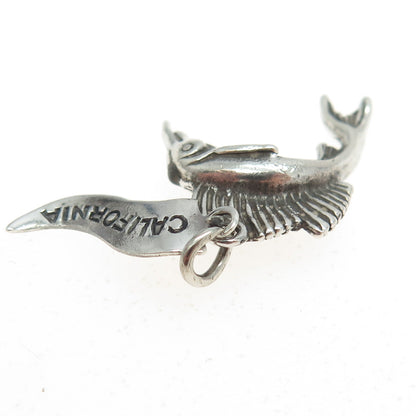 PACIFIC JEWELRY 925 Sterling Silver Vintage "California" Swordfish Charm Pendant