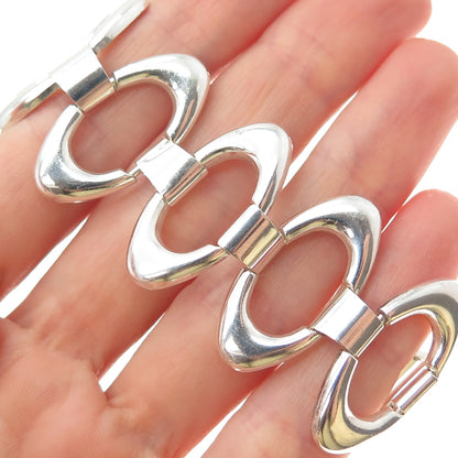 925 Sterling Silver Vintage RW Artisan Modernist Oval Link Bracelet 6.5"