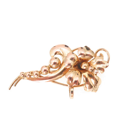 925 Sterling Silver 1/20 12K Gold Filled Vintage Orchid Pin Brooch / Pendant