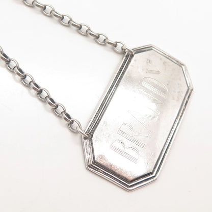 925 Sterling Silver Vintage London C. J. Vander Ltd. 1978 "Brandy" Bottle Tag