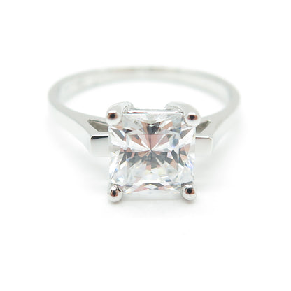 925 Sterling Silver Princess-Cut C Z Engagement Ring Size 9.25