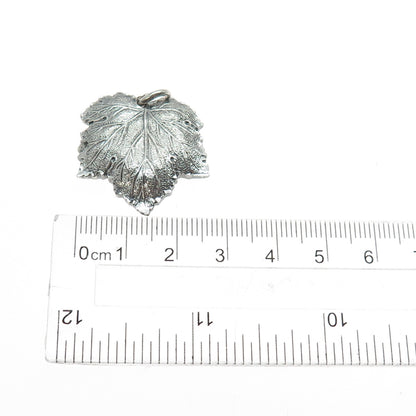 Gianmaria Buccellati 925 Sterling Silver Vintage Grape Leaf Oxidized Pendant