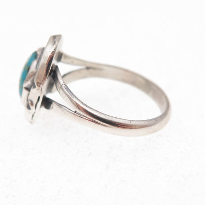 Old Pawn 925 Sterling Silver Vintage Southwestern Turquoise Tribal Ring Size 7