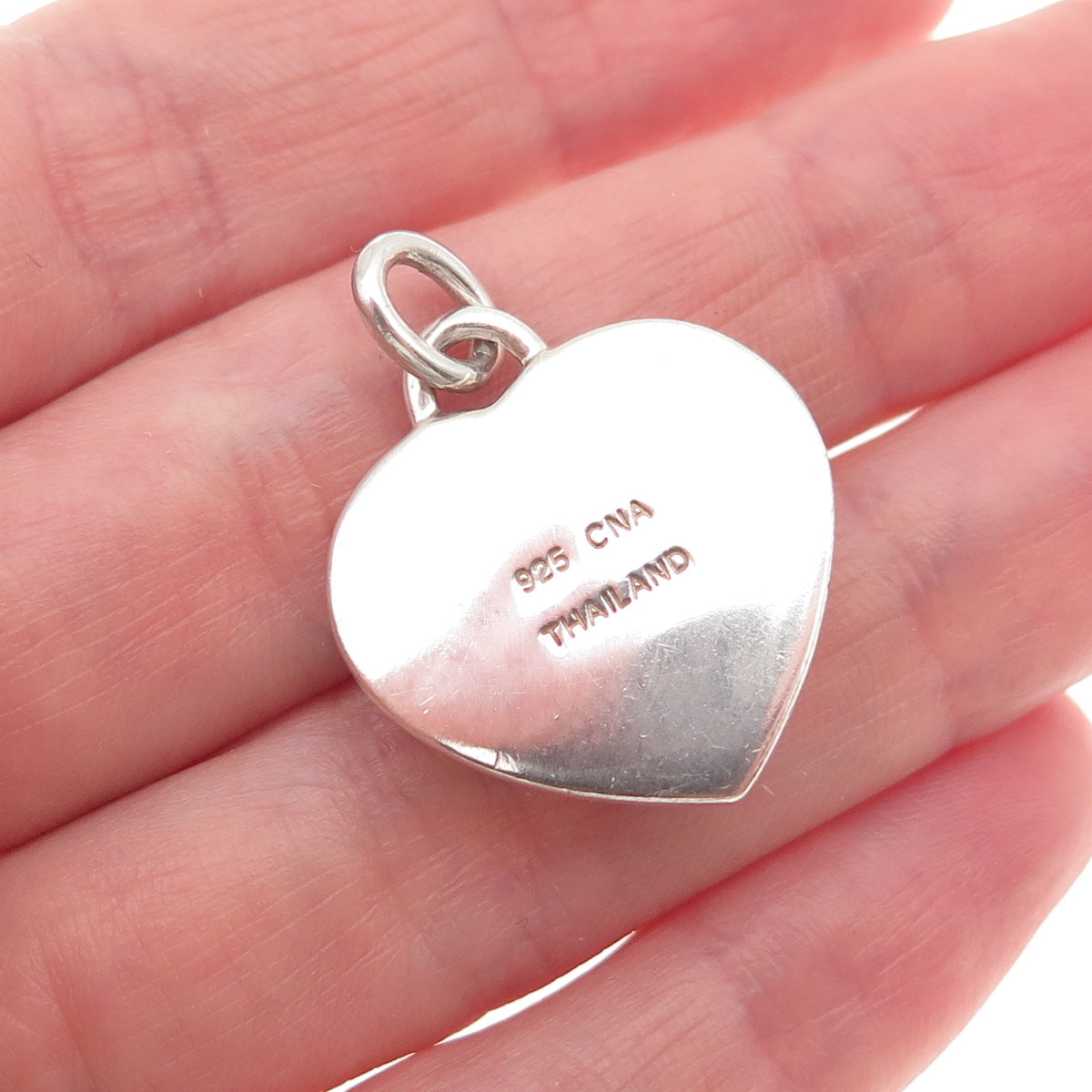 CNA Pranda 925 Sterling Silver Vintage Real Lavender Jade Heart Charm Pendant