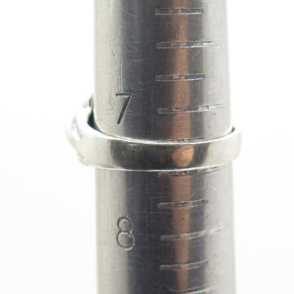 925 Sterling Silver Vintage Modernist Ribbed Oxidized Ring Size 7.5