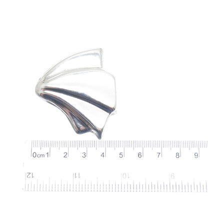 925 Sterling Silver Vintage Mexico Modernist Seashell Pin Brooch / Pendant