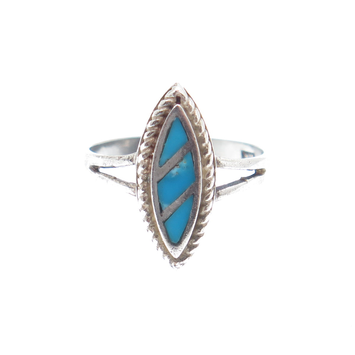 Old Pawn 925 Sterling Silver Vintage Southwestern Bisbee Turquoise Ring Size 5.5