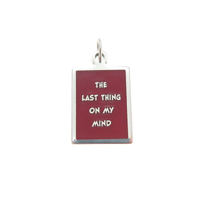 925 Sterling Silver Enamel The Last Thing On My Mind Minimalist Charm Pendant