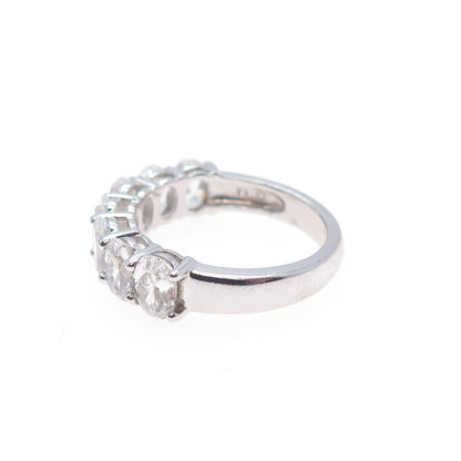 925 Sterling Silver Oval-Cut C Z Half Eternity Ring Size 7.25