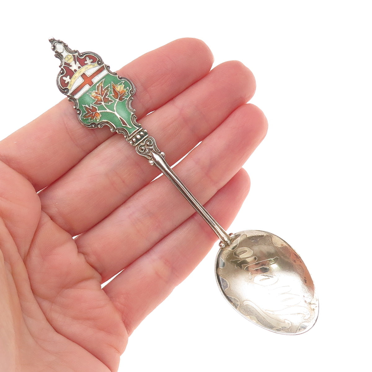 P.W. Ellis & Co 925 Sterling Antique Art Deco Canada Enamel Toronto Coffee Spoon