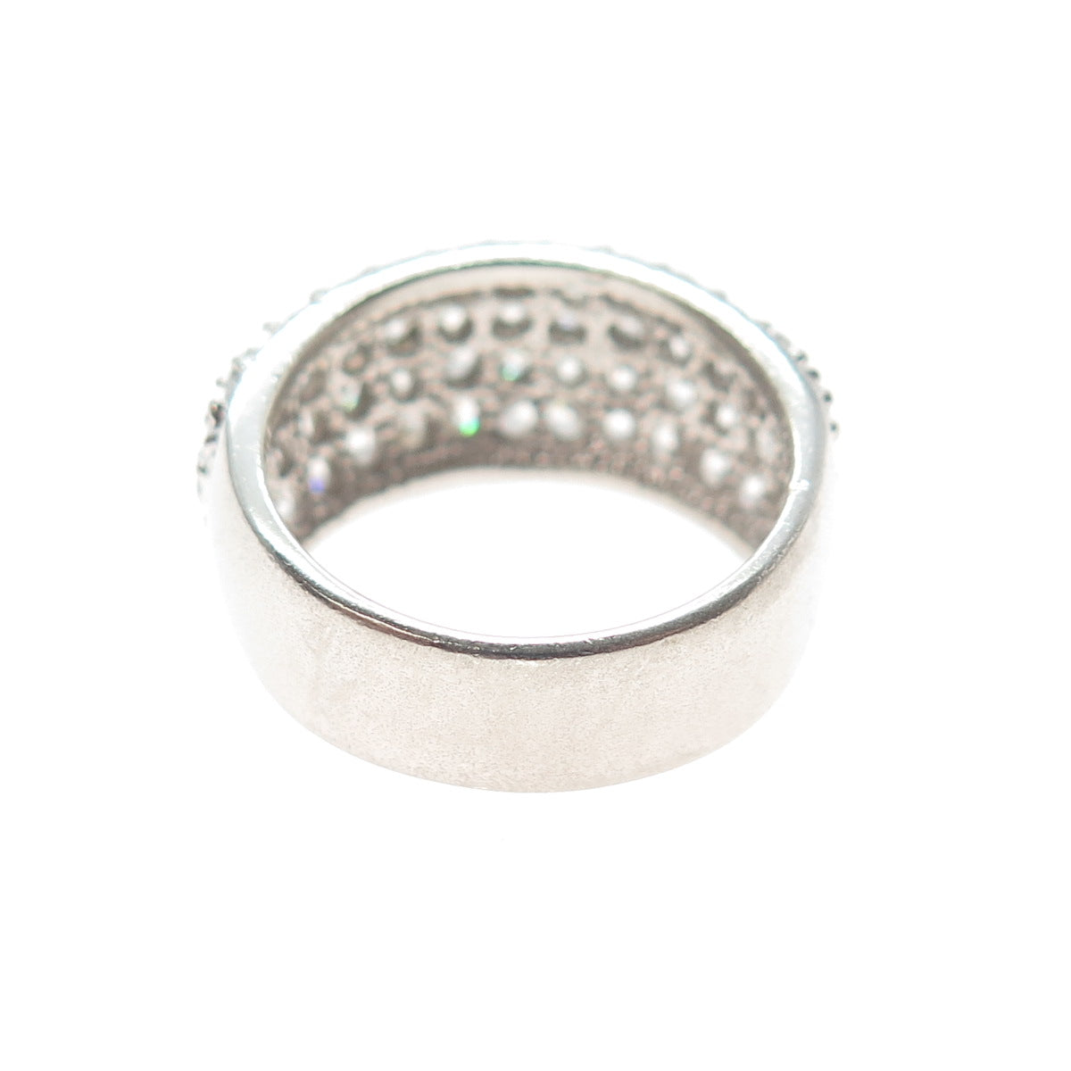 925 Sterling Silver Round-Cut C Z Cluster Ring Size 7