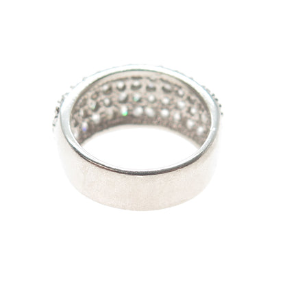 925 Sterling Silver Round-Cut C Z Cluster Ring Size 7