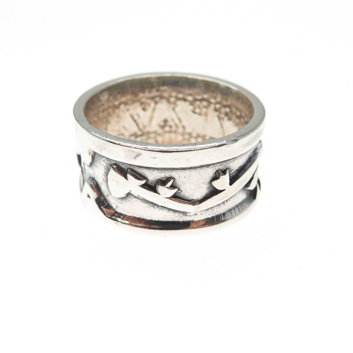 925 Sterling Silver Vintage Modernist Oxidized Band Ring Size 8