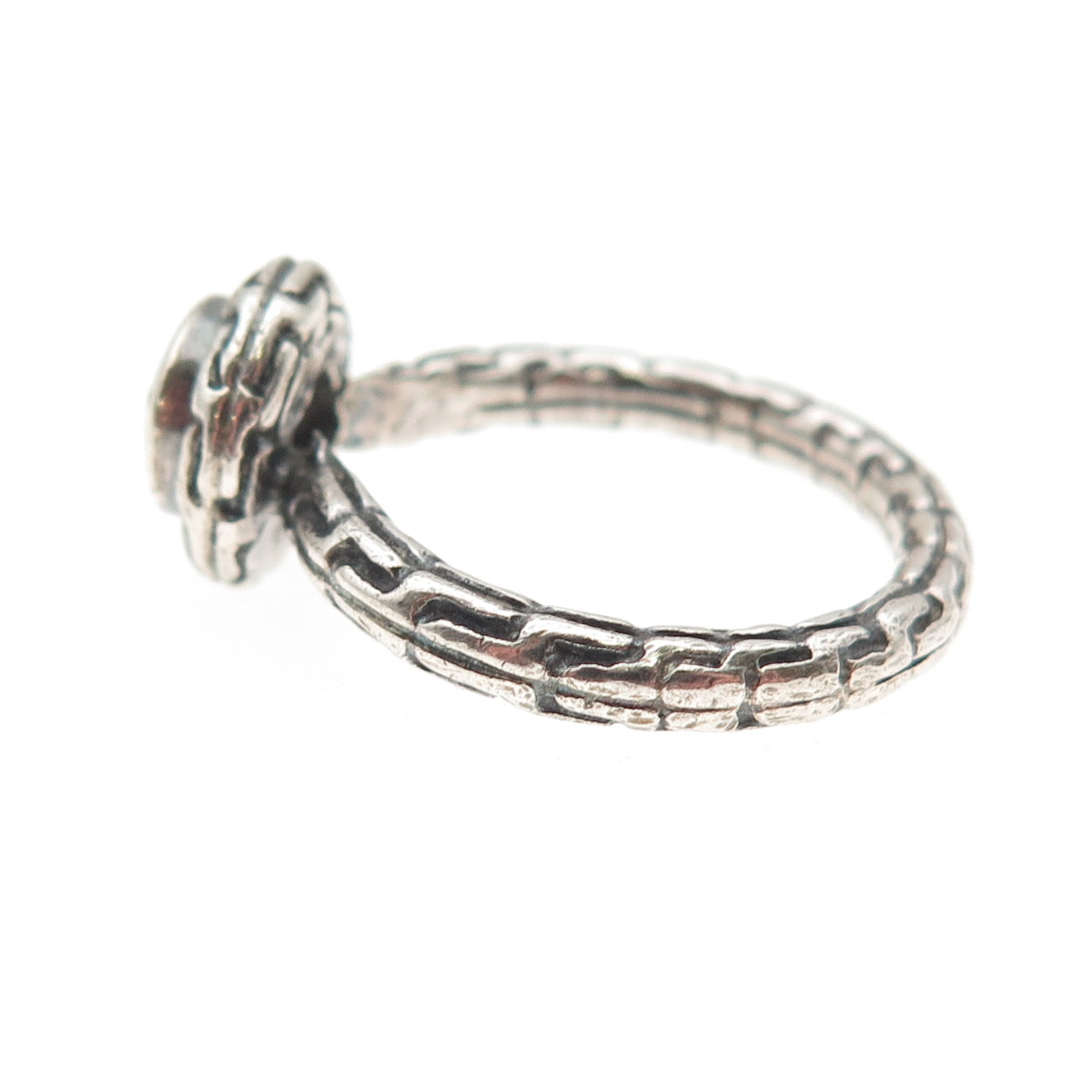 SAJEN 925 Sterling Silver Vintage Real Blue Topaz Modernist Oxidized Ring Size 6