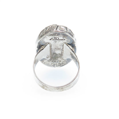 NINOS CHAMMO 925 Sterling Silver Vintage Mexico Modernist Petal Dome Ring Size 8