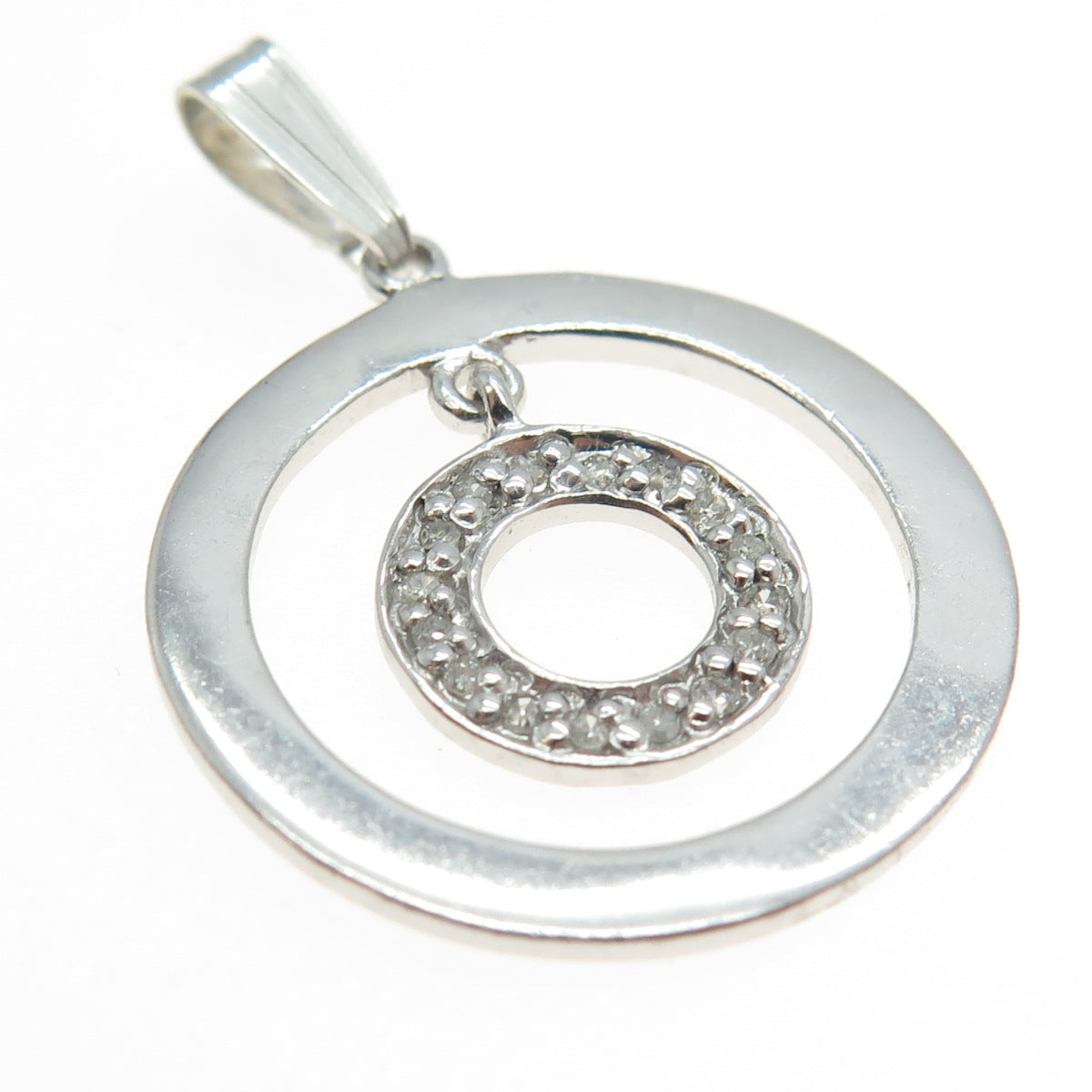 CLYDE DUNEIER 925 Sterling Silver Real Round-Cut Diamond Circle of Life Pendant