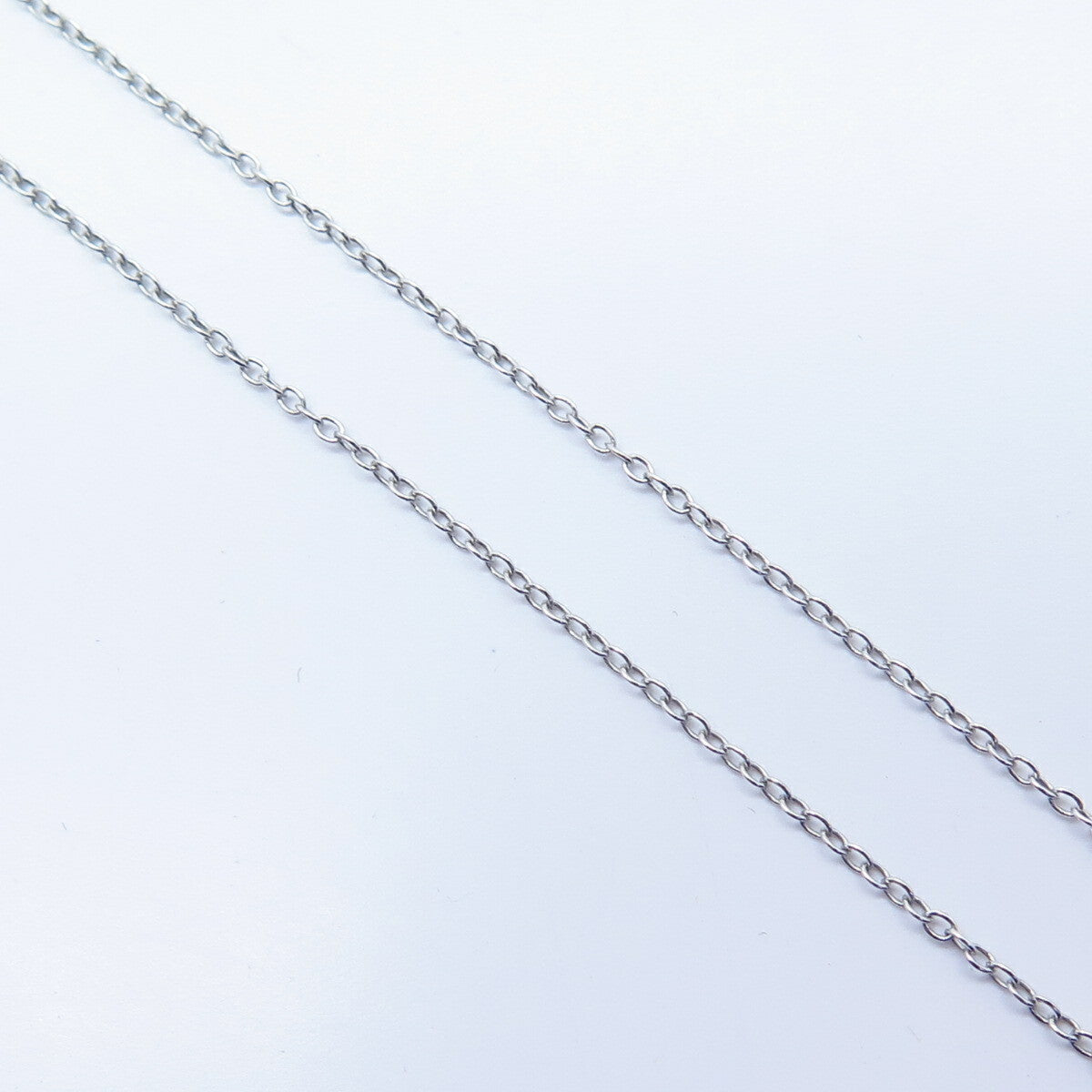 925 Sterling Silver Real White Diamond Oval Twisted Rolo Chain Necklace 16"