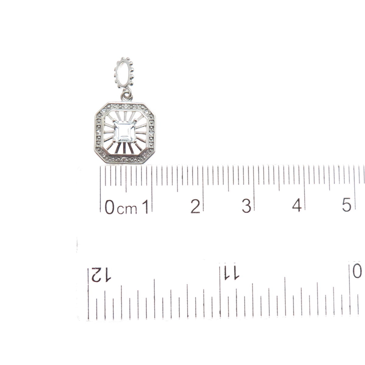 NEVADA 925 Sterling Silver Real Light Blue Aquamarine & C Z Mini Charm Pendant