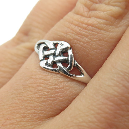 925 Sterling Silver Vintage Celtic Knot Ring Size 6.75