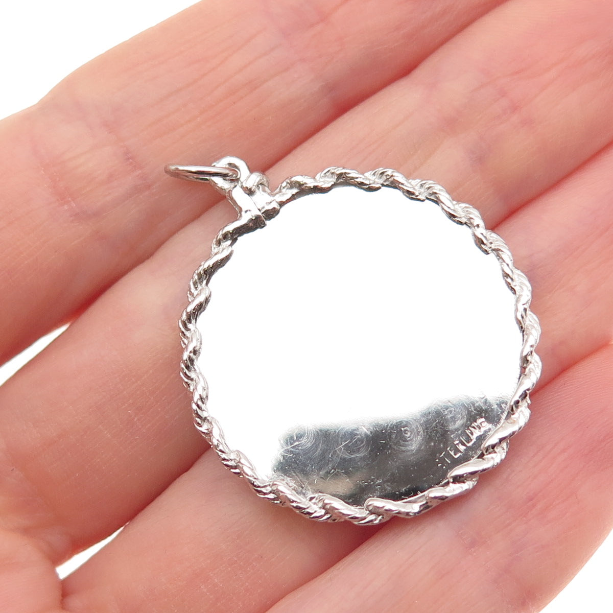 925 Sterling Silver Vintage Rhinestone Merry Christmas Tree Charm Pendant