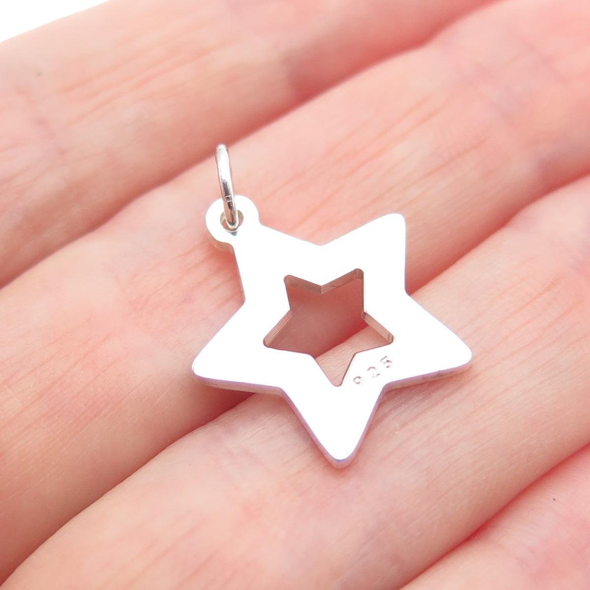 925 Sterling Silver Vintage Open Star Minimalist Charm Pendant