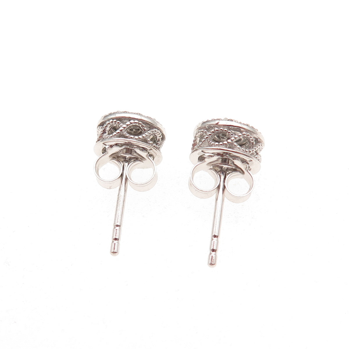 925 Sterling Silver Real Round-Cut Diamond Stud Earrings