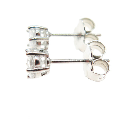 925 Sterling Silver Flower-Cut Star Shaped White C Z Stud Earrings