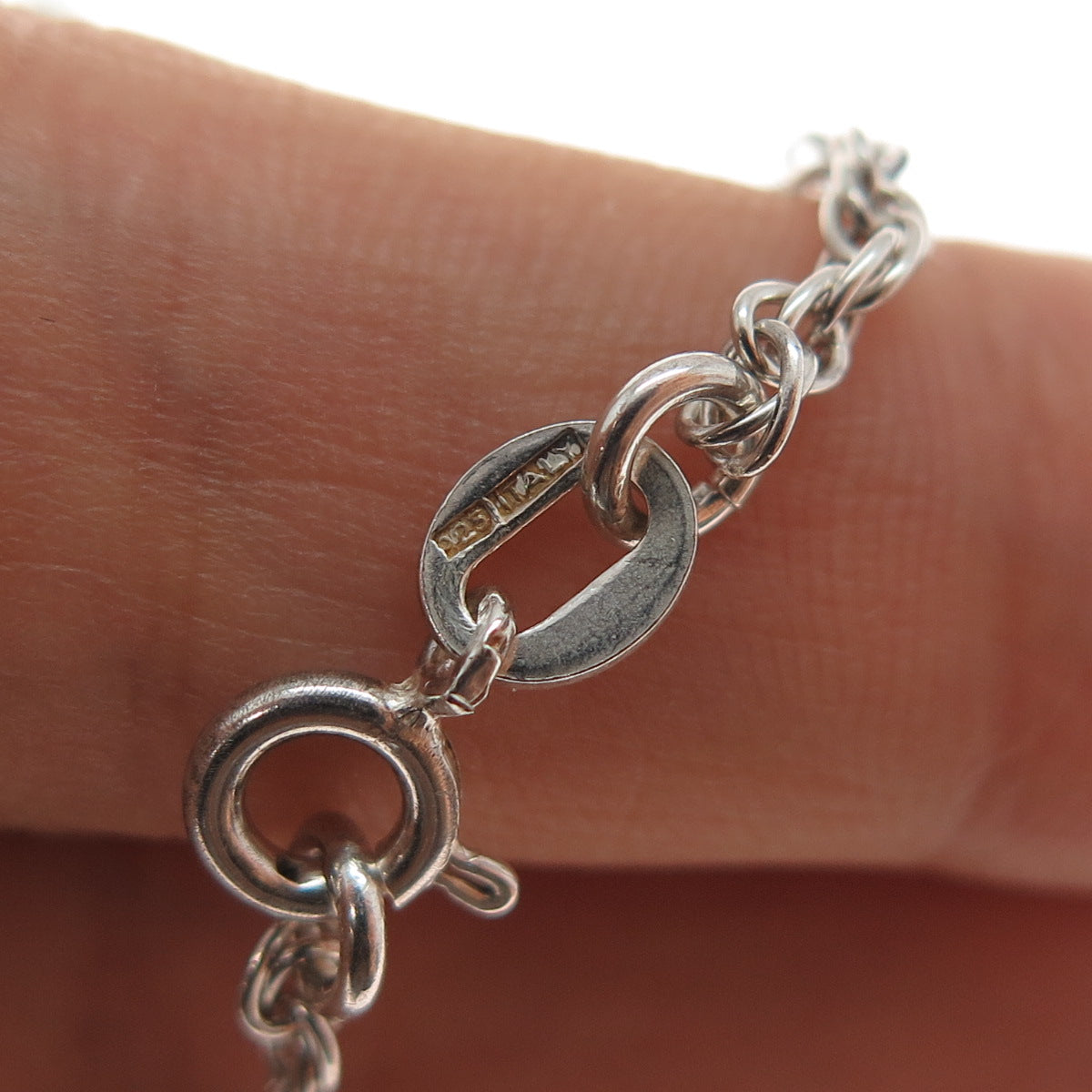 925 Sterling Silver Vintage Italy Bar Singapore Chain Necklace 24"