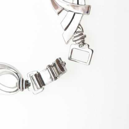 W.E. Richards 925 Sterling Silver Antique Art Deco Ribbon Link Bracelet 7"