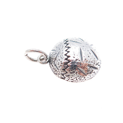 925 Sterling Silver Vintage Baseball Ball Oxidized Minimalist Charm Pendant