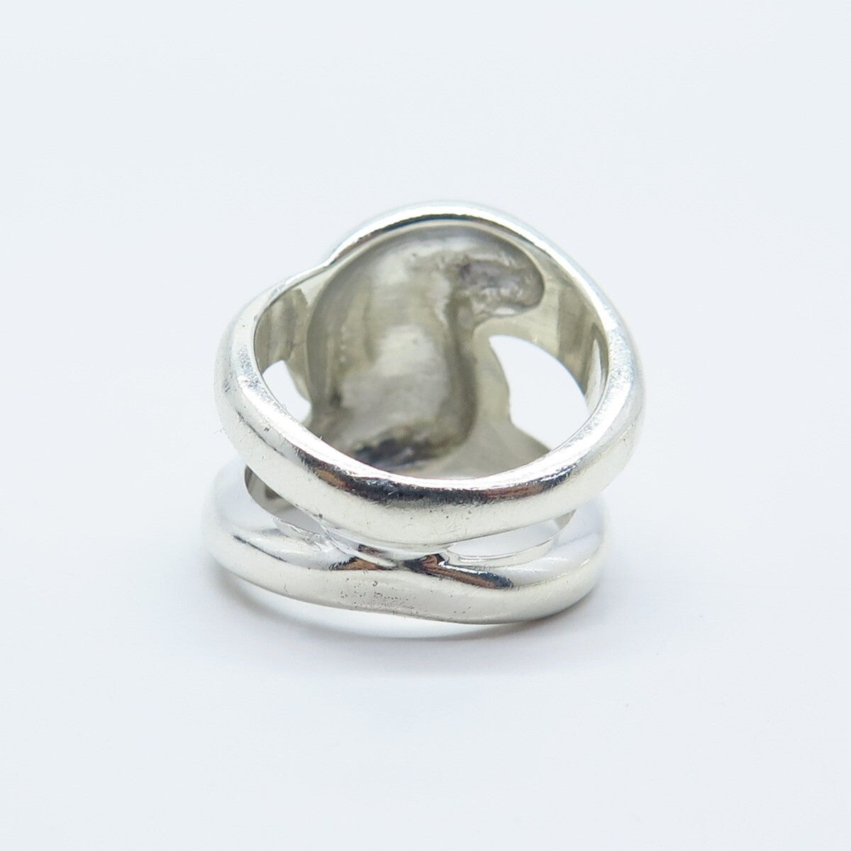 925 Sterling Silver Vintage Wide Crossover Ring Size 6