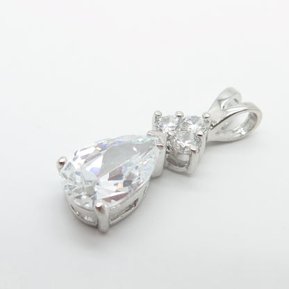 925 Sterling Silver C Z Teardrop Slide Pendant