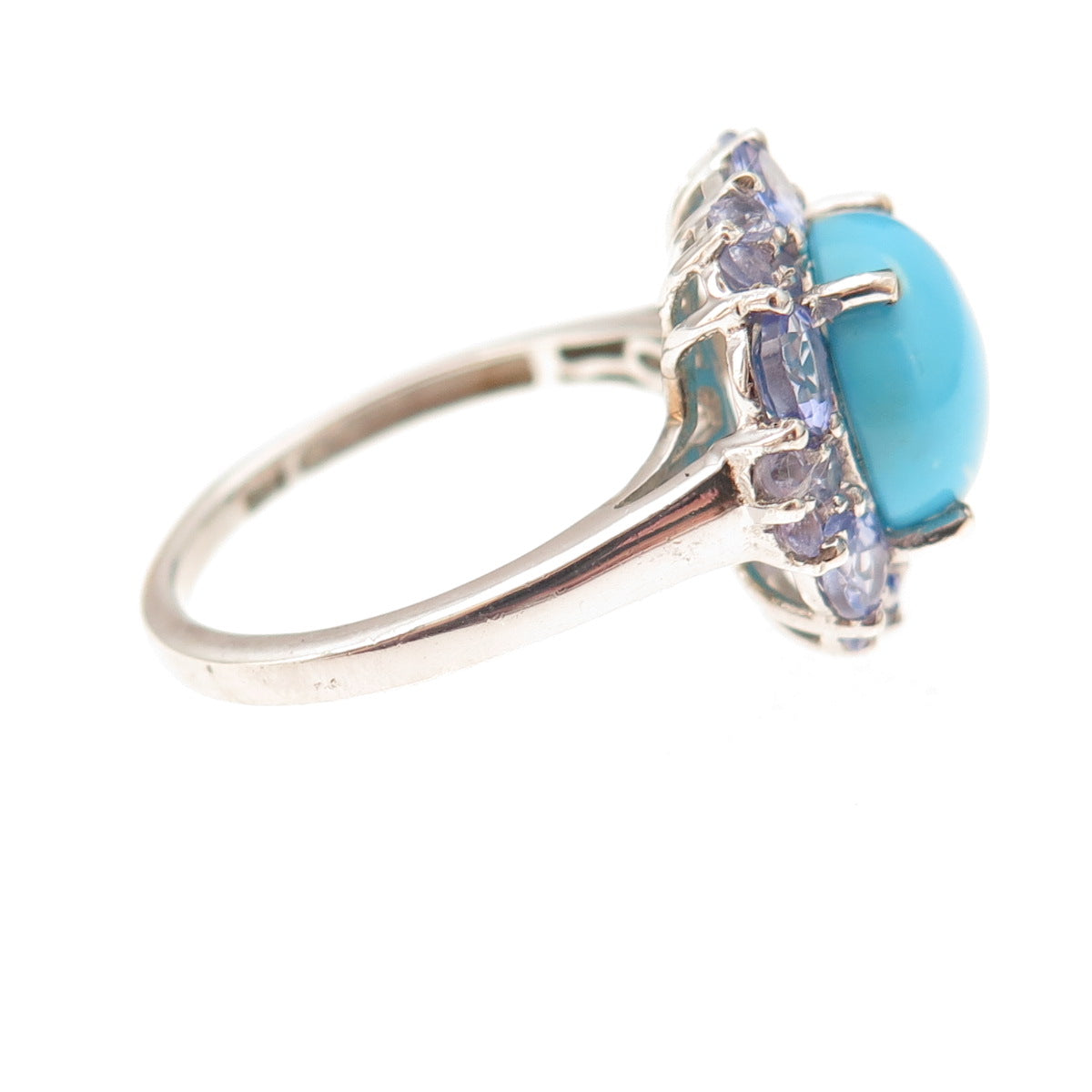 Chuck Clemency 925 Sterling Silver Real Turquoise & Tanzanite Ring Size 7.25