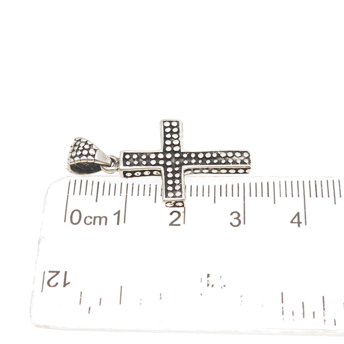 925 Sterling Silver Vintage Dotted Cross Oxidized Charm Pendant