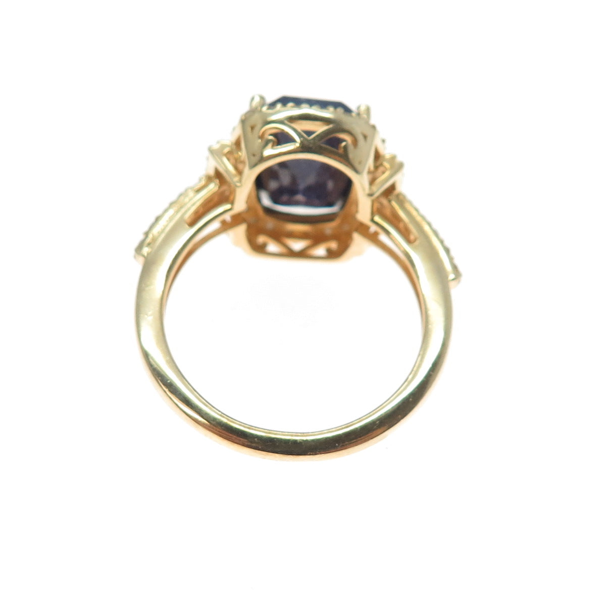 DSMK 925 Sterling Silver Gold Plated Real Diamond & Sapphire Ring Size 9.25