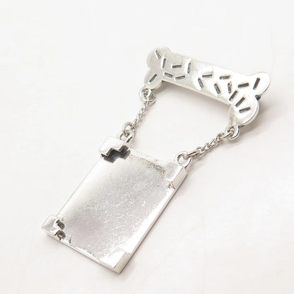 925 Sterling Silver Vintage ANN Dog's Bone Picture Frame Pin Brooch