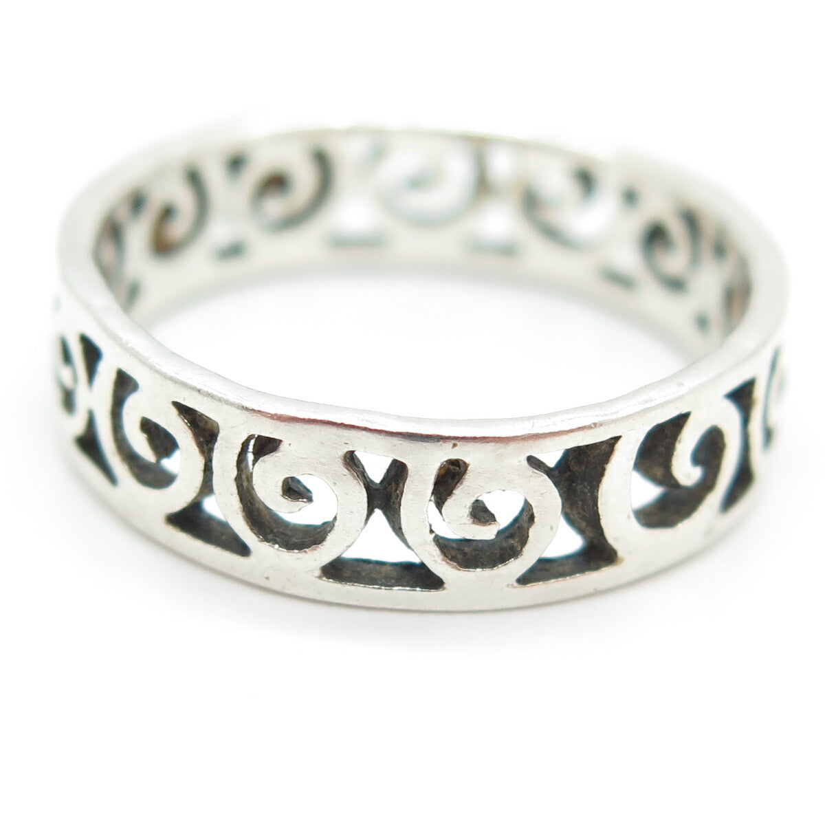 925 Sterling Silver Vintage Spiral All Around Band Ring Size 8.75