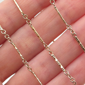 925 Sterling Silver Gold Plated Vintage Bamboo Bar Chain Necklace 20"