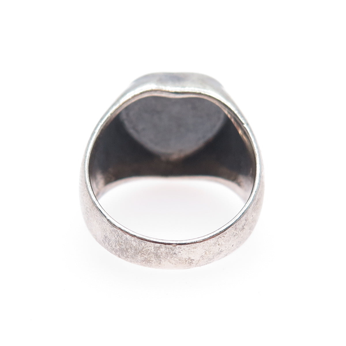 CHARLES WINSTON Sterling Silver Vintage Modernist Heart Oxidized Ring Size 8.75