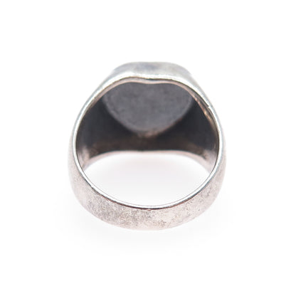CHARLES WINSTON Sterling Silver Vintage Modernist Heart Oxidized Ring Size 8.75
