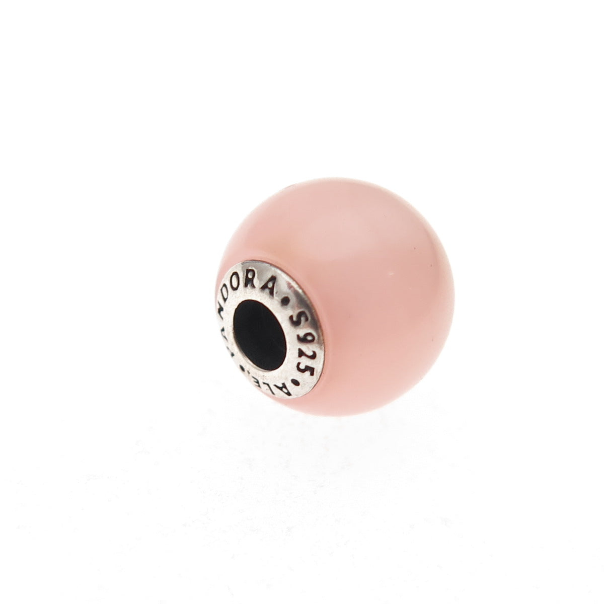 Pandora 925 Sterling Silver Real Rose Quartz Essence Caring Slide Bead Charm