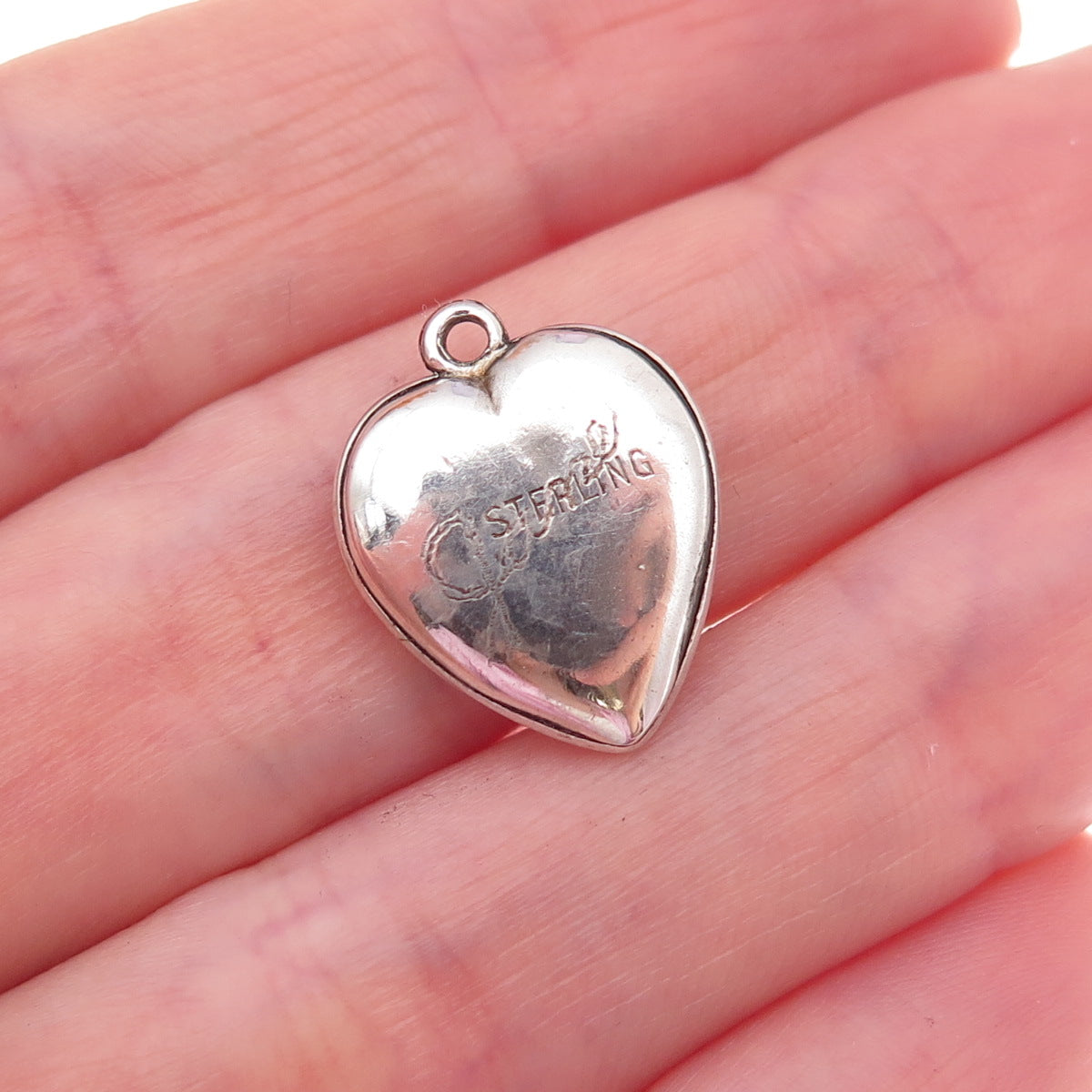 925 Sterling Silver Antique Art Deco I Adore You Chatelaine Heart Charm Pendant