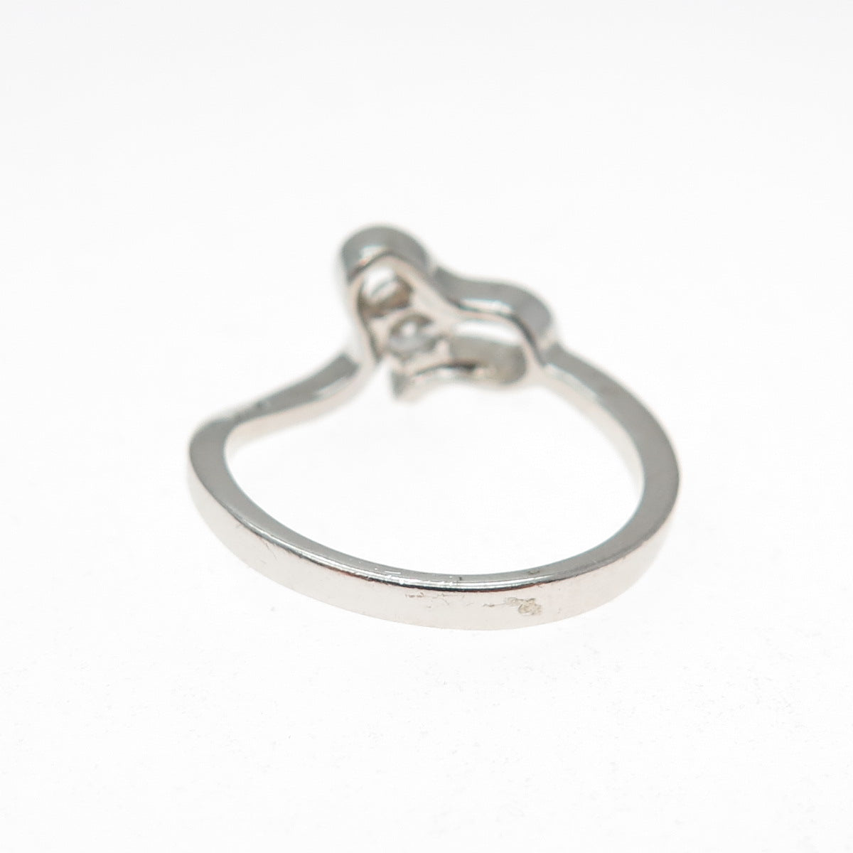 925 Sterling Silver Round-Cut C Z Modernist Heart Ring Size 8