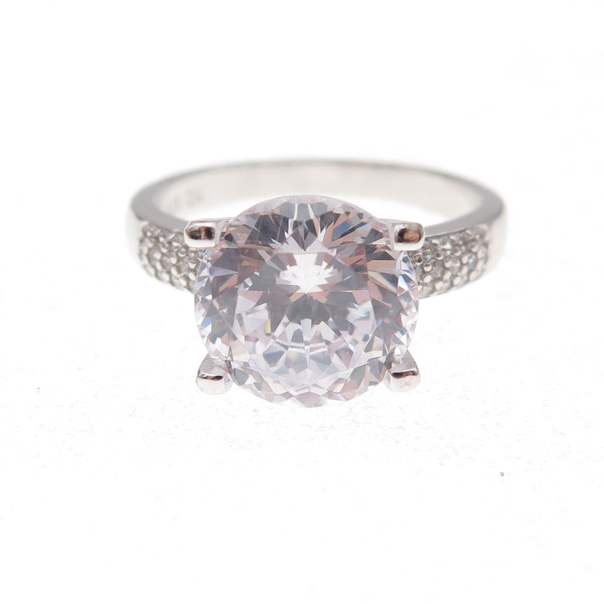 Dee Berkle 925 Sterling Silver Round-Cut C Z Engagement Ring Size 7