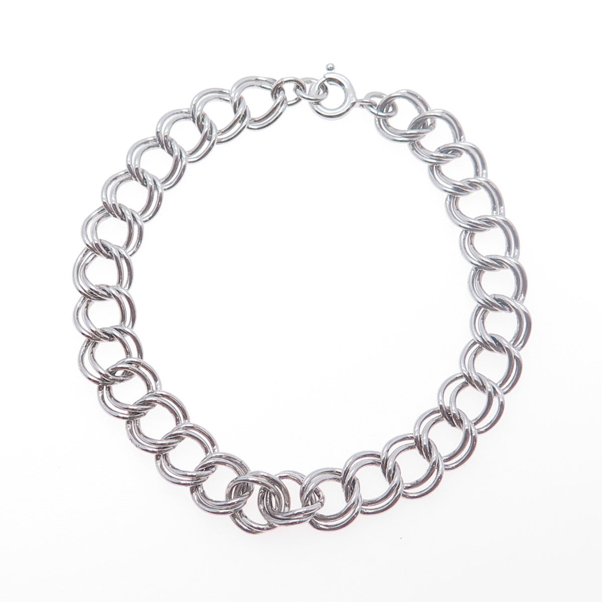 925 Sterling Silver Vintage Double Curb Link Bracelet 7"