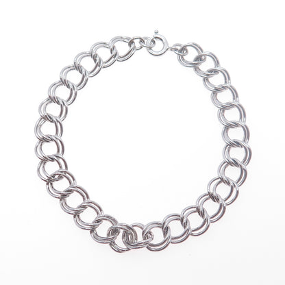 925 Sterling Silver Vintage Double Curb Link Bracelet 7"
