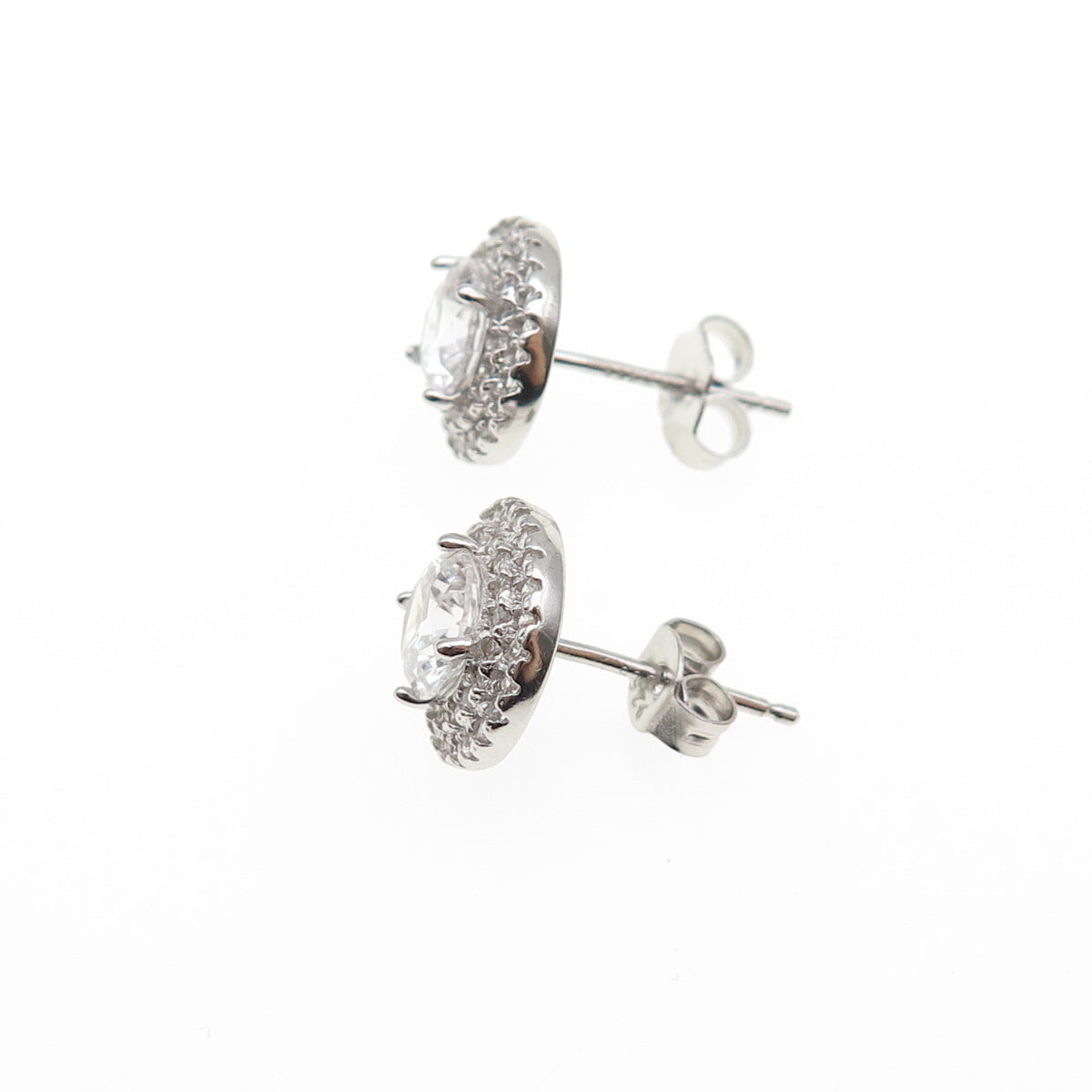 925 Sterling Silver Round-Cut C Z Sparkle Stud Earrings