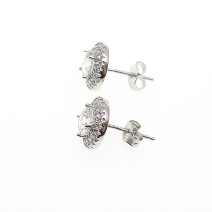 925 Sterling Silver Round-Cut C Z Sparkle Stud Earrings