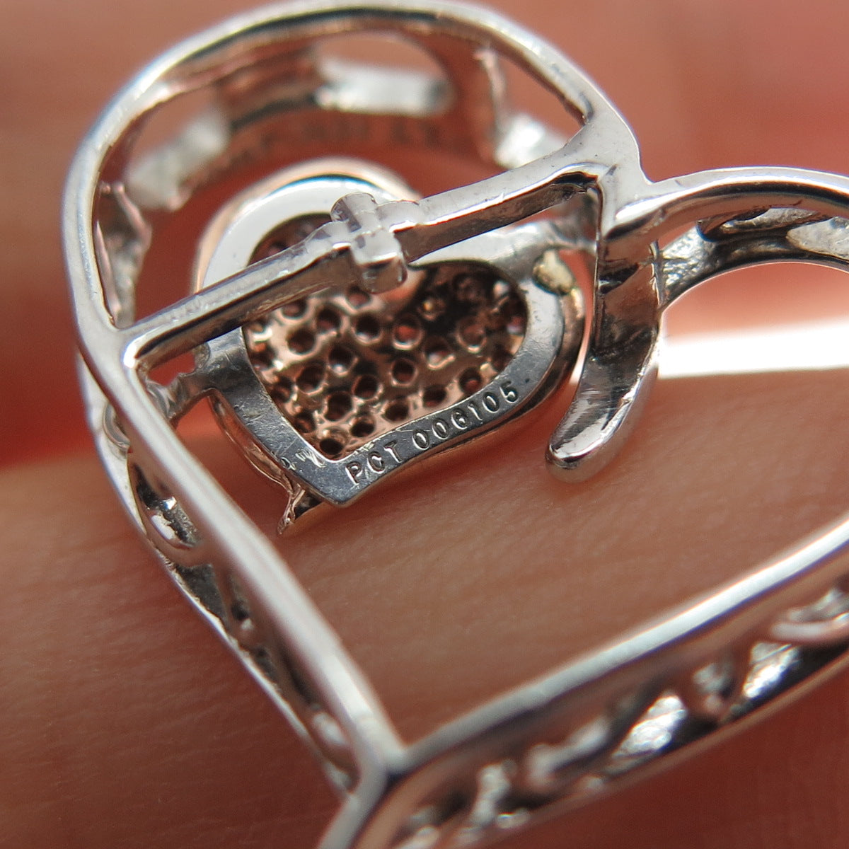 JANE SEYMOUR 925 Sterling Silver 10K Gold Real Diamond Heart Slide Pendant