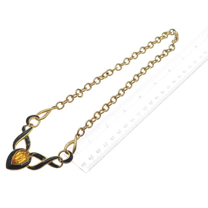TRIFARI Gold Plated Vintage Enamel & Glass Infinity Cable Chain Necklace 18"